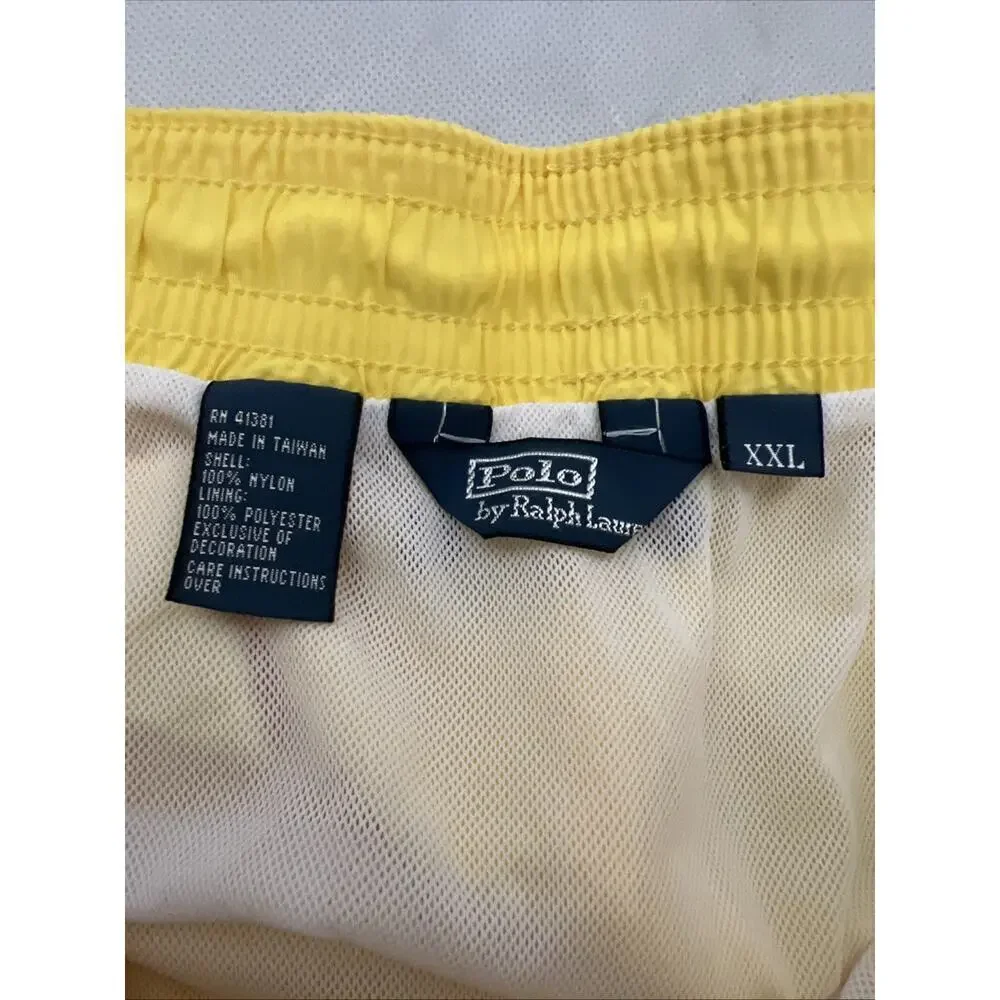 Vintage 90s Polo Ralph Lauren Swim Trunk Shorts Mens XXL Yellow Lined Pockets